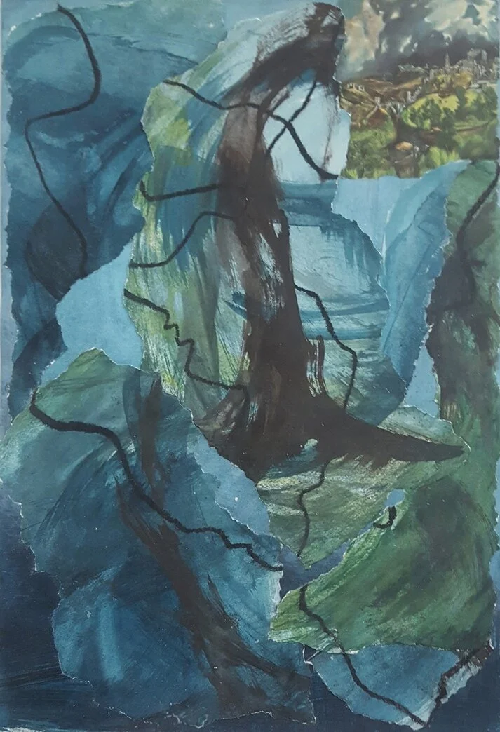 Tea with El Greco, acrylic/mm, on paper, 18x12"