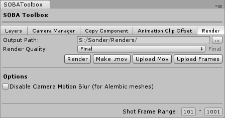 Our multi-purpose toolbox, from which movie files can be rendered and saved to custom directories.