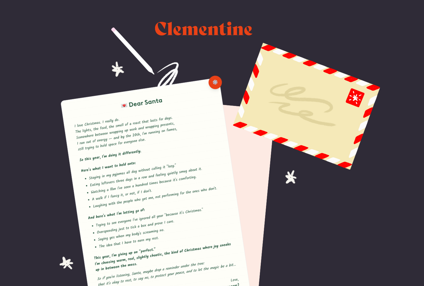 Dear Santa, This Year I Choose Joy: A Christmas Reset by Clementine