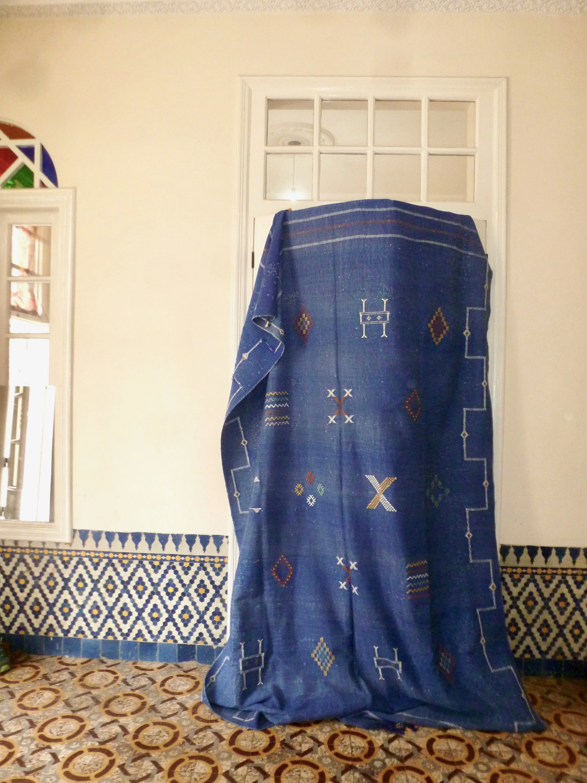 Vintage Cactus Silk Indigo Area Rug