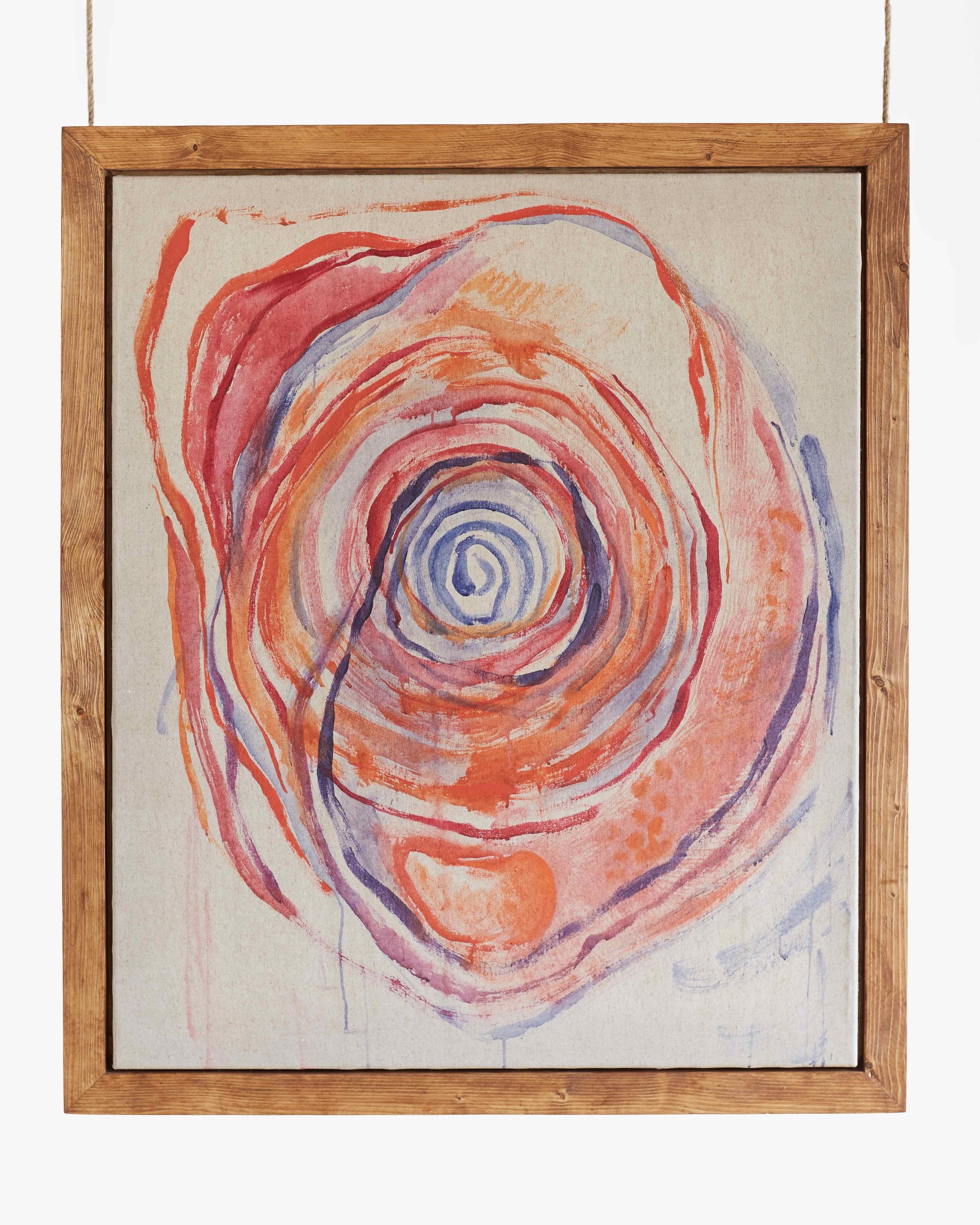   Vortex de transformación , 2019, Acrylic on canvas, handmade oak frame. 140cm x 160cm 