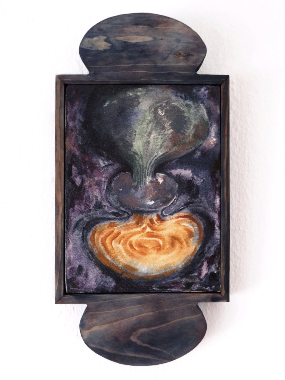   Submundo #2,  2020, Acrylic on canvas, handmade oak frame. 20cm x 41cm.  