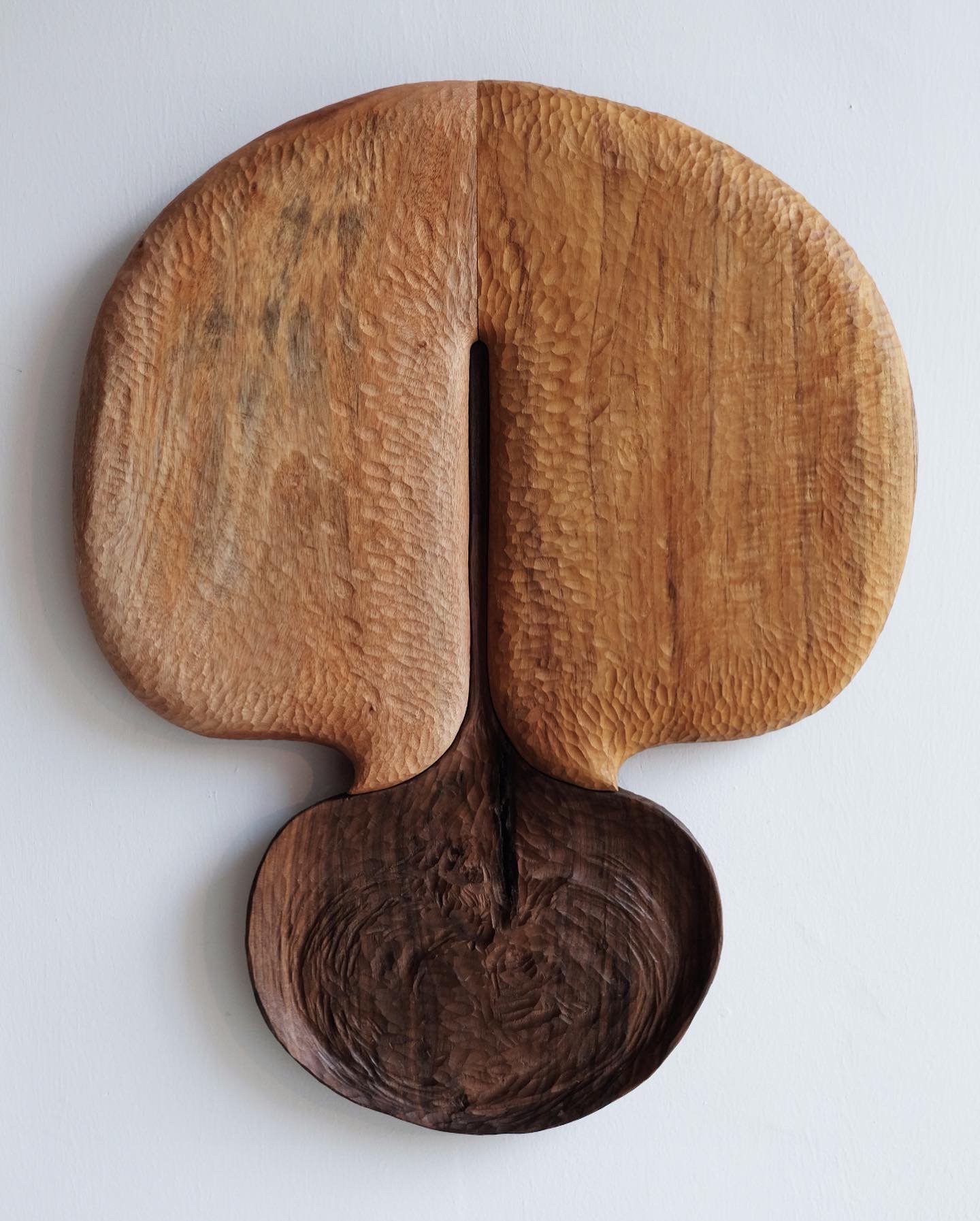   Seed,  2022,   Hand carved suar, teak and walnut, 77cm x 62cm x 5cm. 