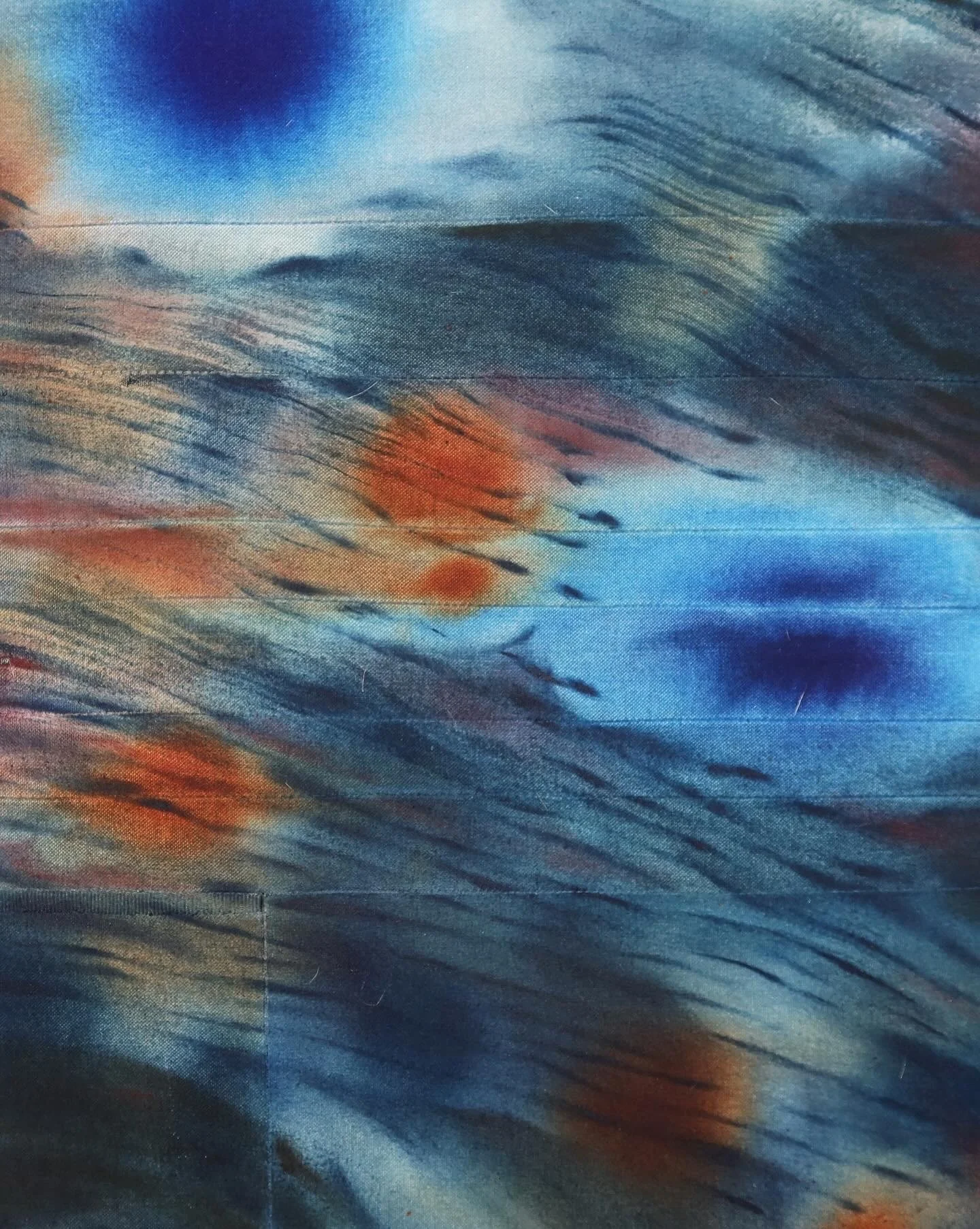   Into the Void , 2025, Ink and acrylic paint on sewn canvas, 118 × 180cm. (detail)  