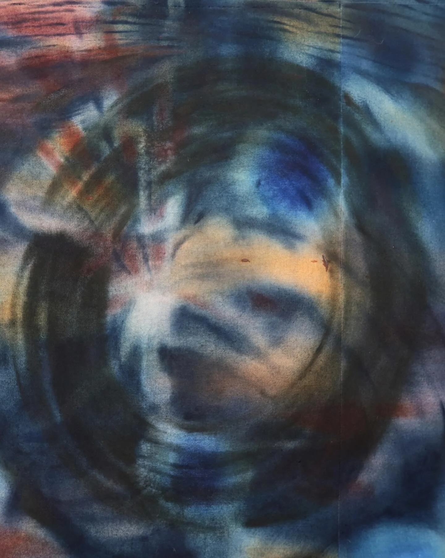   Into the Void , 2025, Ink and acrylic paint on sewn canvas, 118 × 180cm. (detail)  