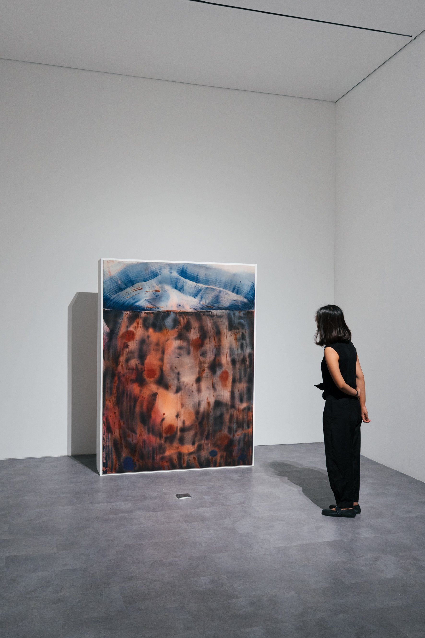   Submerged , 2025, Ink and acrylic paint on sewn canvas, 150 × 200cm.  