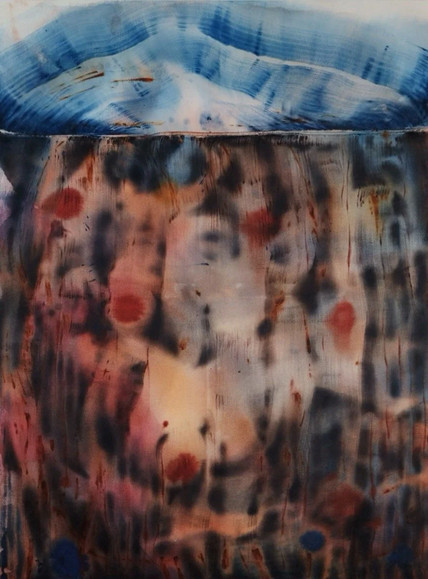   Submerged , 2025, Ink and acrylic paint on sewn canvas, 150 × 200cm.  