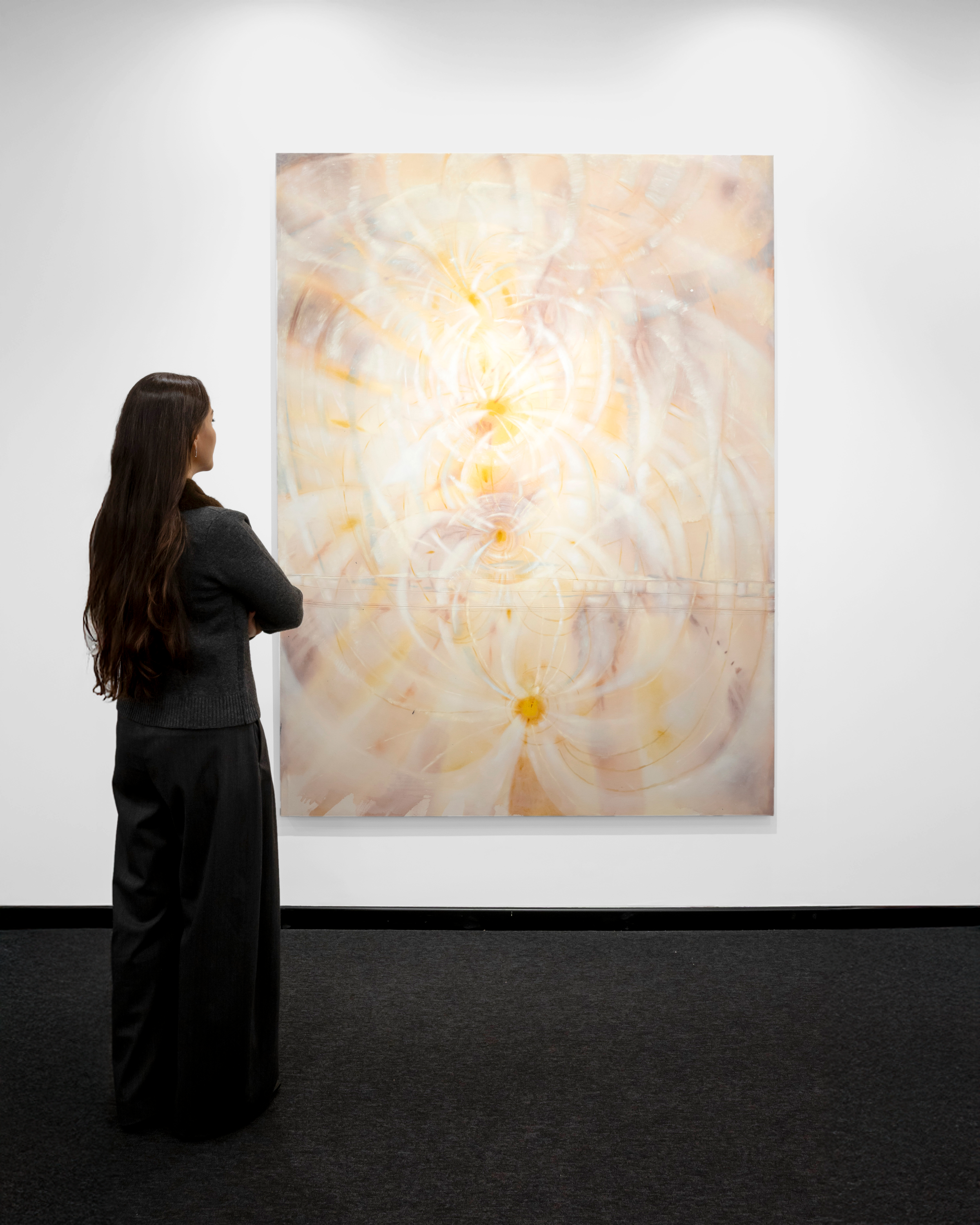   Flood , 2025, Ink and acrylic paint on sewn canvas, 150 × 200cm.  