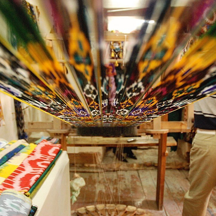 The magic of ikat. The workshop of master artisan Rasuljon Mirzaahmedov, Uzbekistan. Watching an ikat textile come to life. Amazing! #partisancreative #handmade #handcrafted #artisan #craft #artisantextiles #ikat #uzbekikat #uzbekistan #centralasiant