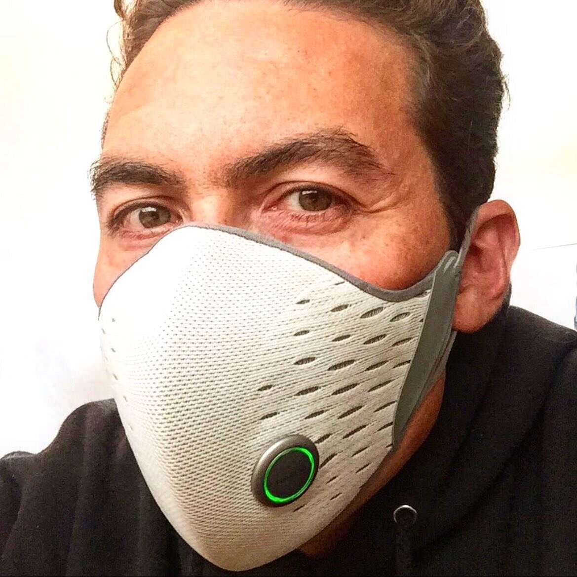 AirPop&rsquo;s co-founder @chrishosmer is shown wearing the Active Smart Mask he originally invented in 2015 (and designed with the amazing @twvvwt) when he was living in Shanghai, China. He founded the company because his daughter was suffering from