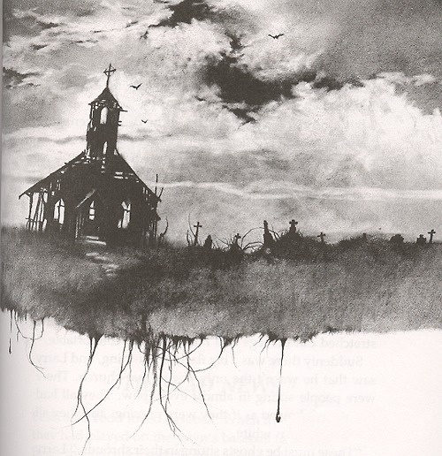 Ilustrace od Stephena Gammela z knihy Scary Stories to Tell in the Dark. Zdroj: Pinterest