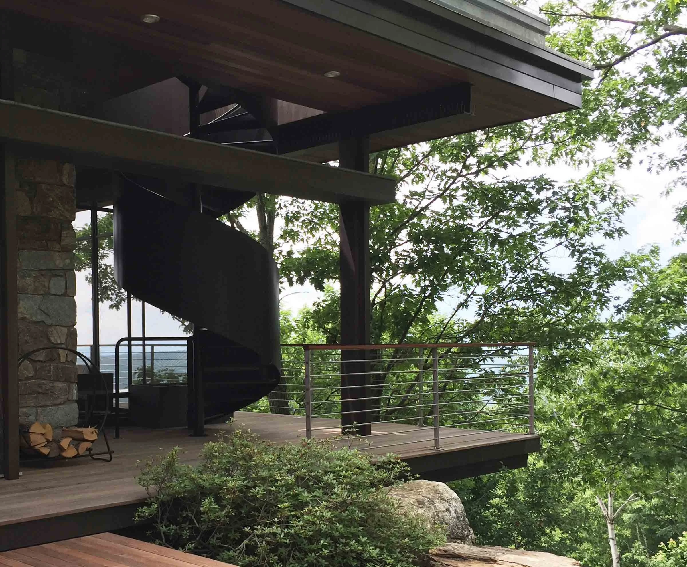 Cliff House in the Berkshires designed by Simon Aldridge - poorhouse with spiral stair