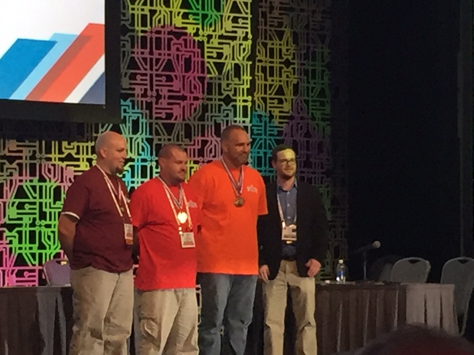Chris accepting his medal.