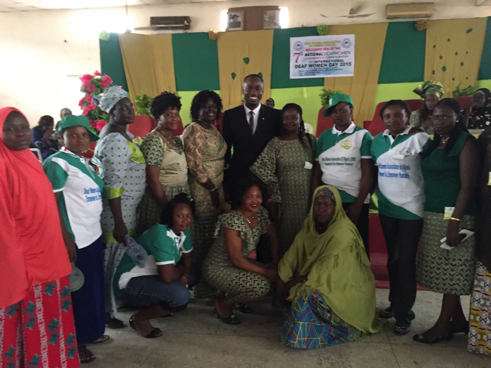 Officials of the National Deaf Women Association after honoring Jake Effoduh as the First Male Deaf Women Ambassador