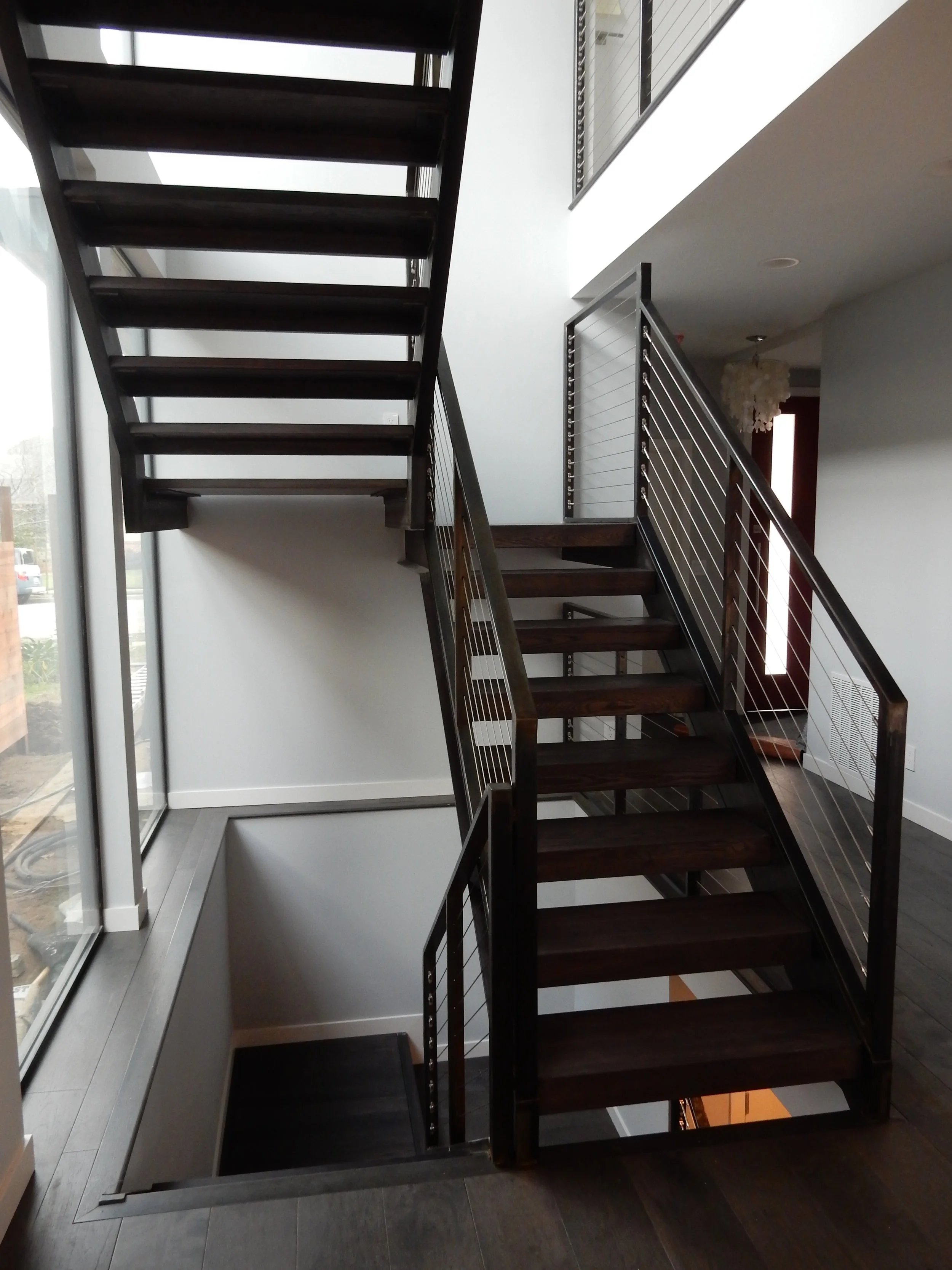 Open Riser Steel Stairs and Cable Railings