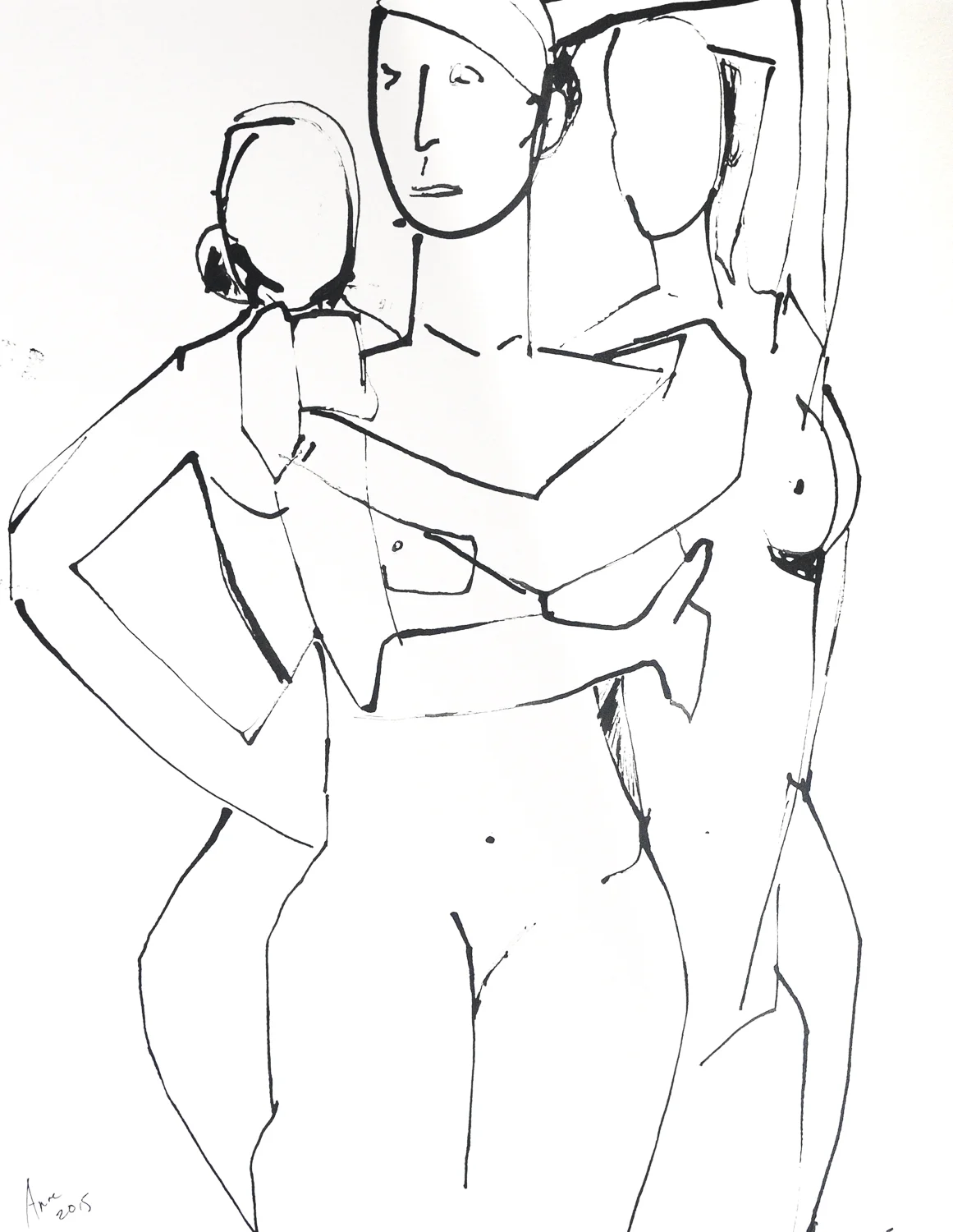 Figures in Three | Ink on Paper | 18x24"