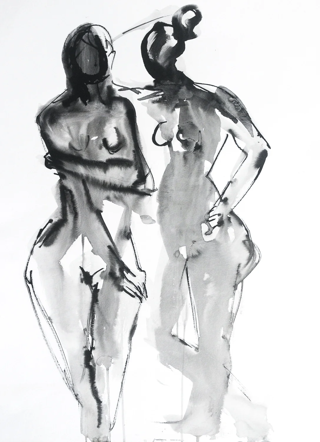Figures in Black | Ink on Watercolor Paper | 18x24"