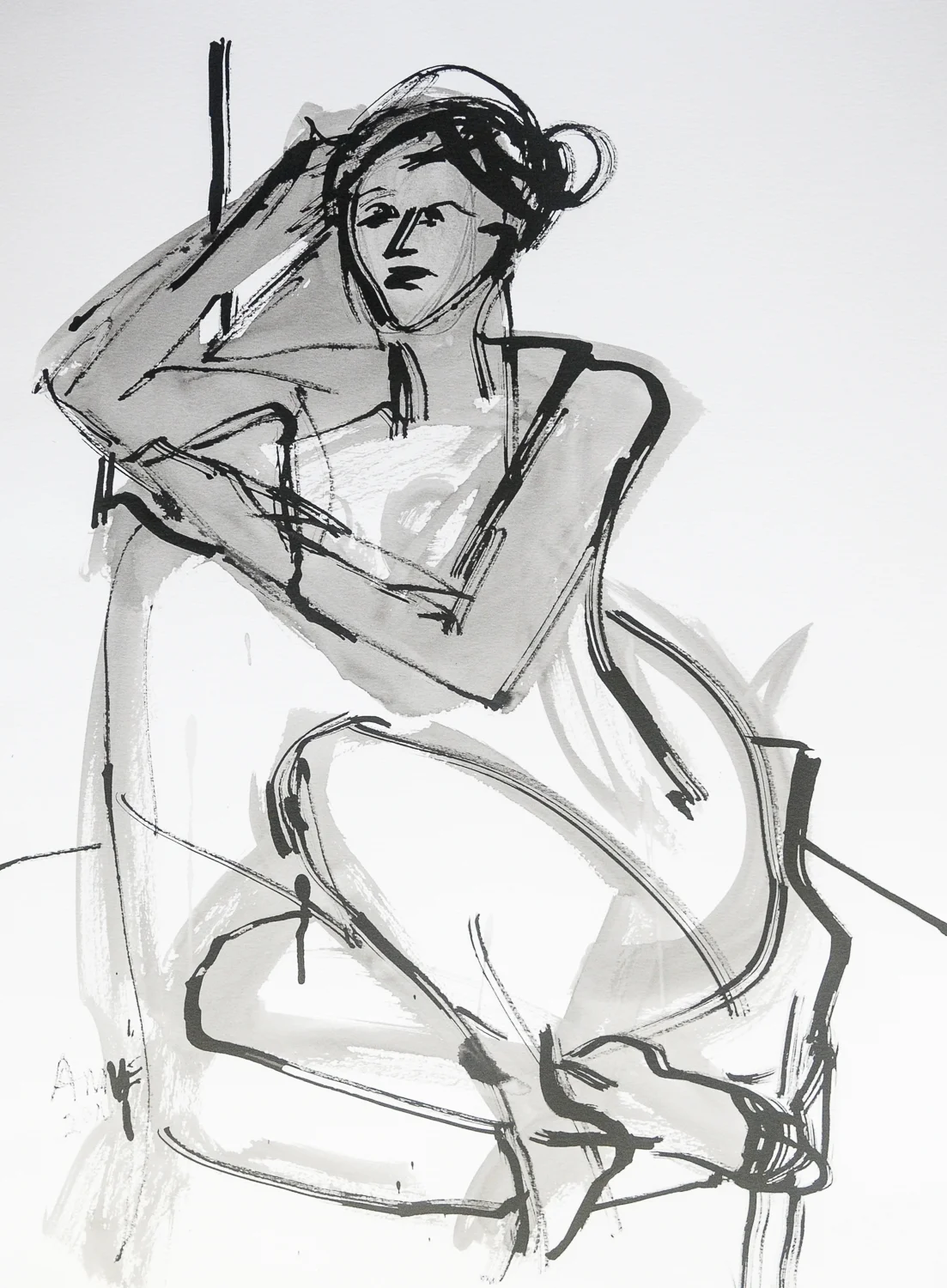 Seated Figure | Ink on Paper | 18x24"