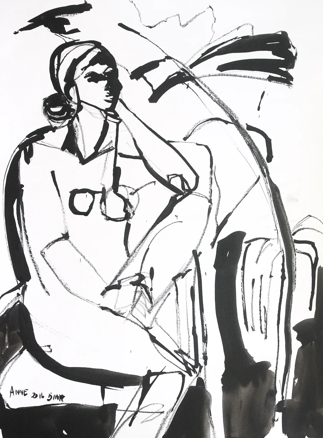 Seated Figure | Ink on Paper | 18 x 24"