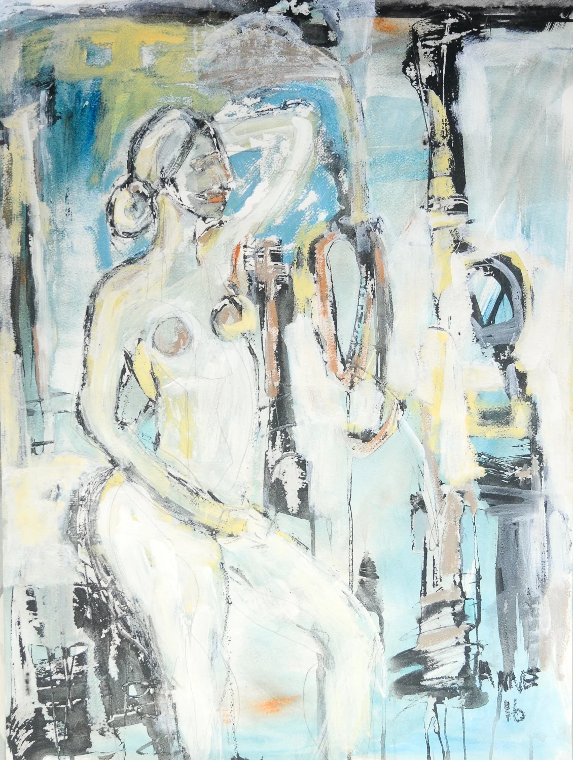 Untitled Figure II | Acrylic & Ink on Paper | 18 x 24"