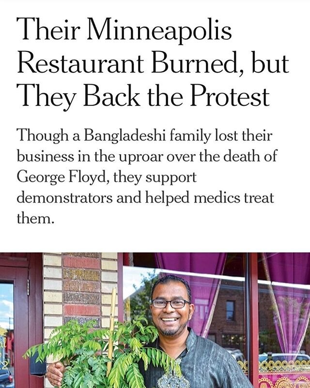 Amazing people standing with their community. We were inspired to learn of Ruhel and his daughter Hafsa Islam&rsquo;s story in @nytimes: When their restaurant burned as a result of the Minneapolis protests, they not only continued to stand up for wha