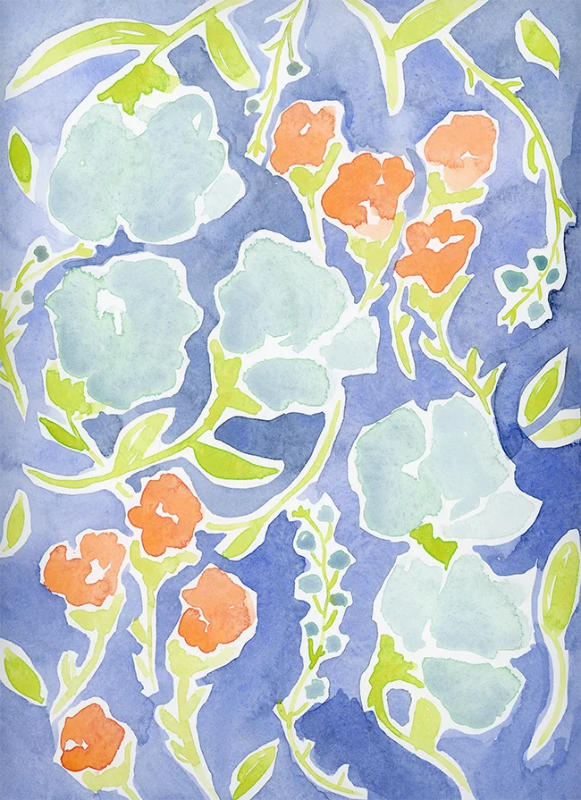 "flower crown" - watercolor on paper, 9" x 12"