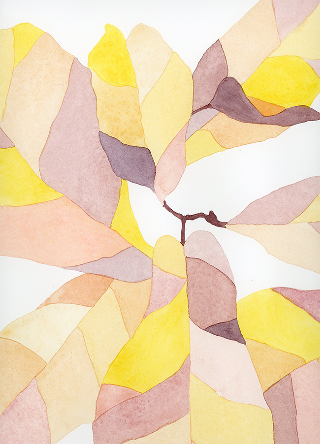 "technicolor fiddle leaf fig" - watercolor on paper, 9" x 12"