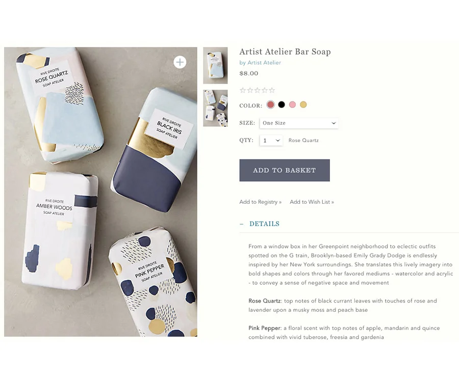 collaboration with Anthropologie for Artist Atelier Soap Collection (September 2016)