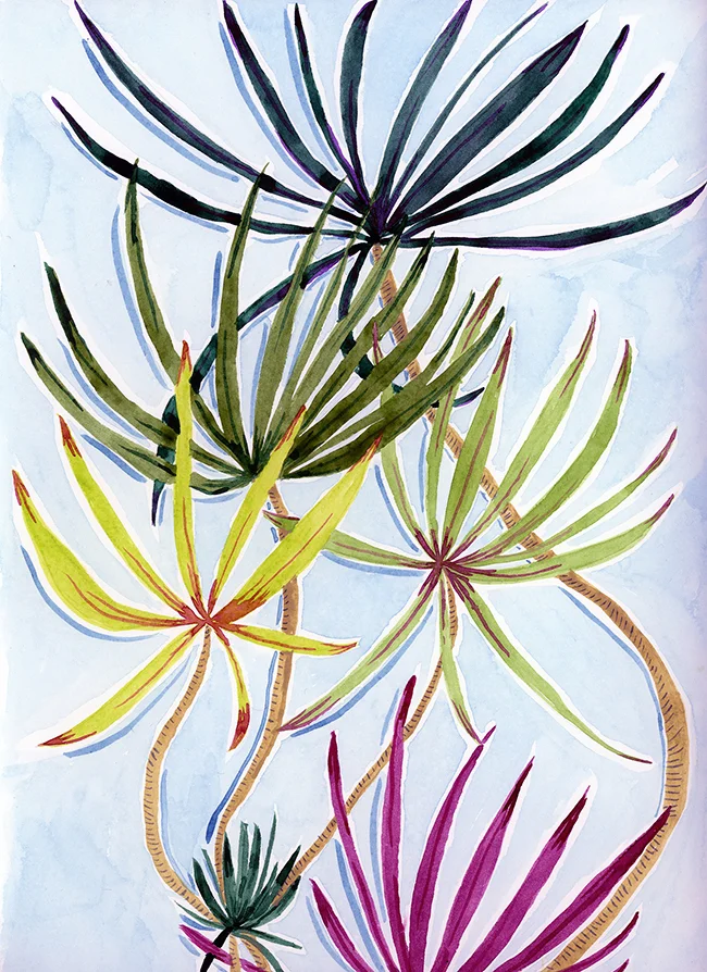 "palm palm" - watercolor on paper, 9" x 12"