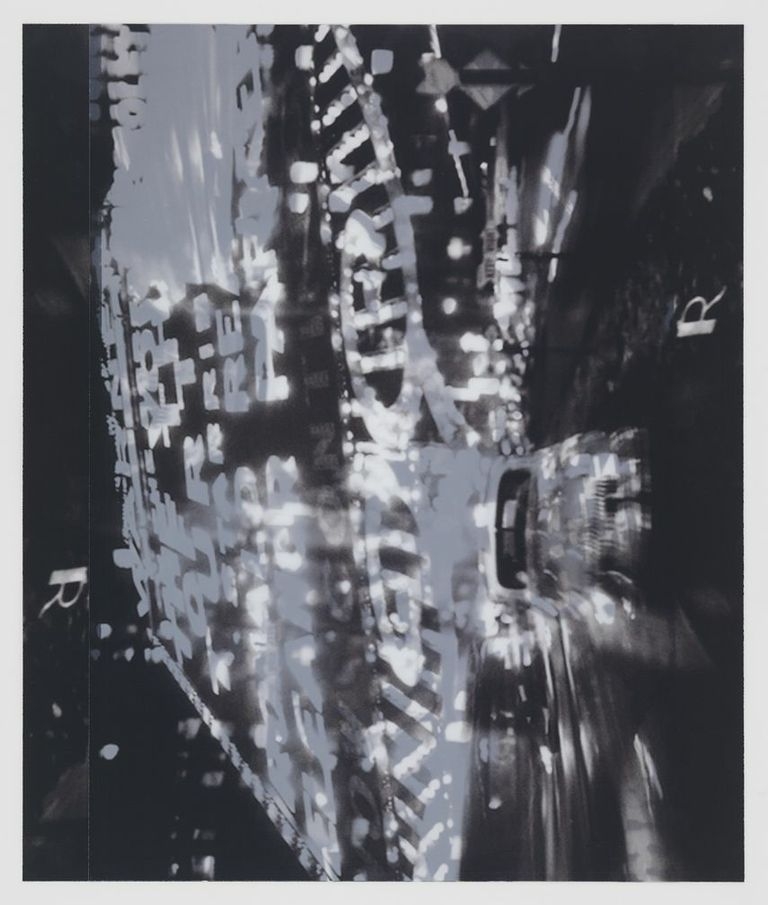   after Ted Croner, 1947-8, New York (Times Square montage)    22x19,&nbsp;  2 inkjet prints on mylar, constructed, one over the other, 2012     