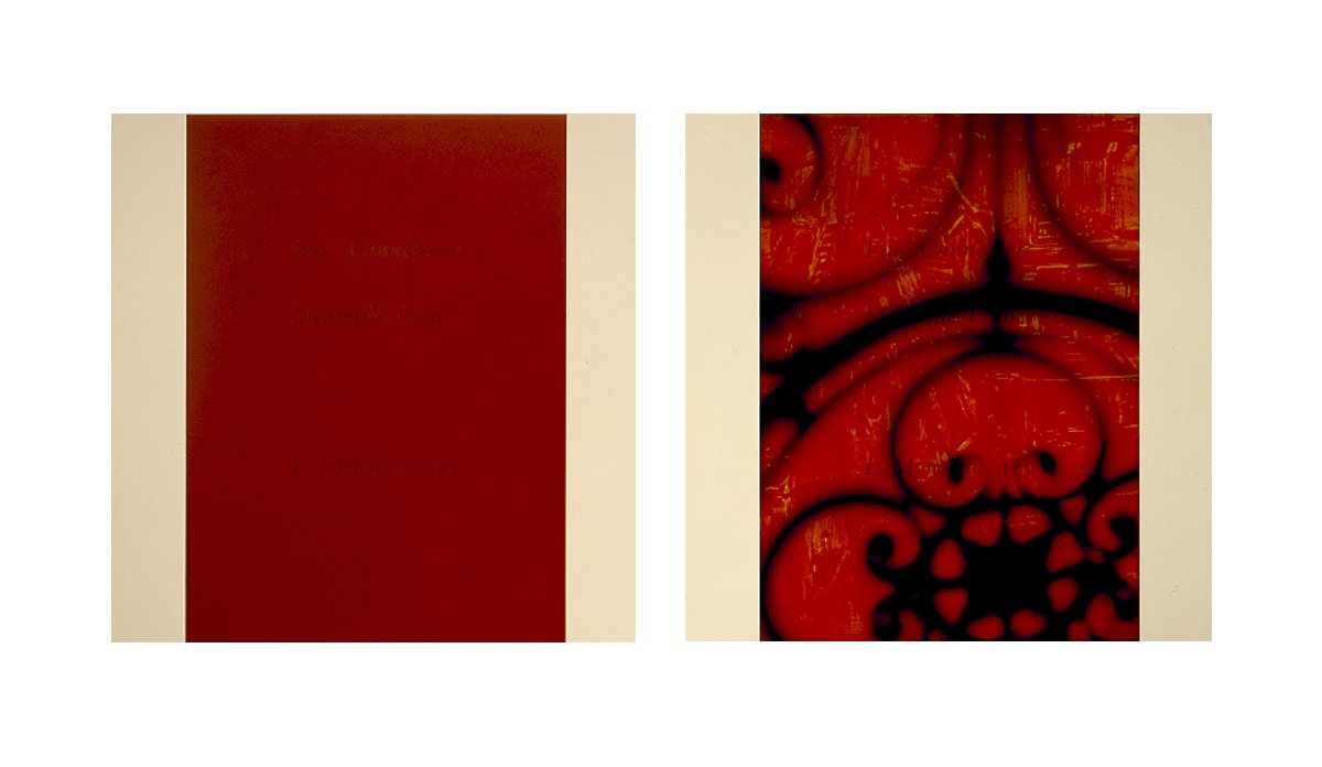   after Maholy-Nagy, nd, orange (Rue Cannebiere, Marseille)   diptych, each 24 x 24, acrylic on MDF, 1994 