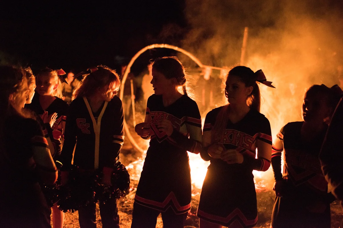 It was raining on the Fourth of July, so the town of Cody saved the fireworks for the homecoming bonfire, held in an empty lot downtown. Almost 300 people from Cody and the surrounding towns were in attendance.