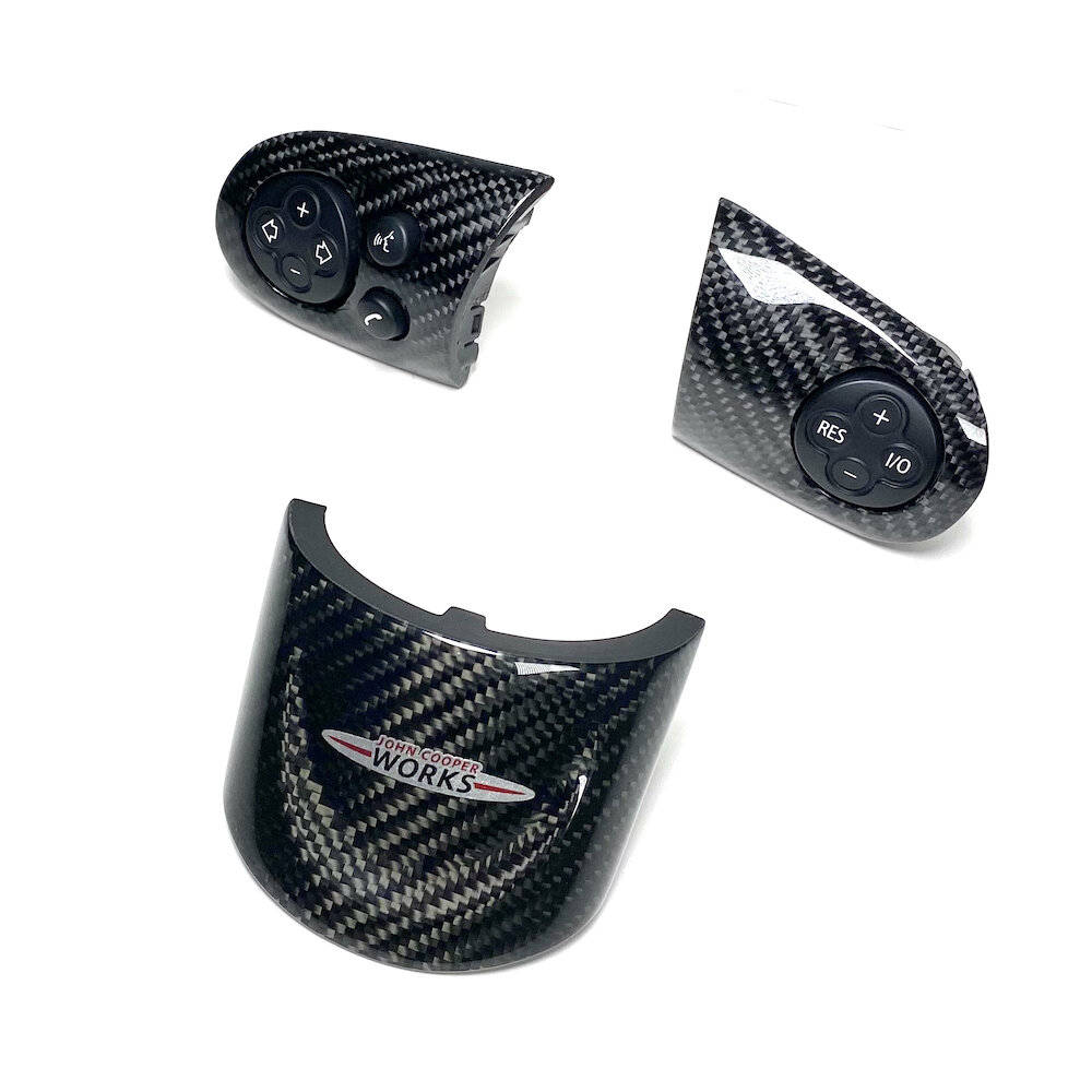 2x Carbon Lenkradabdeckung Trim Stick Lenkrad Instrumententafel Abdeckung  Formteil für Mini C