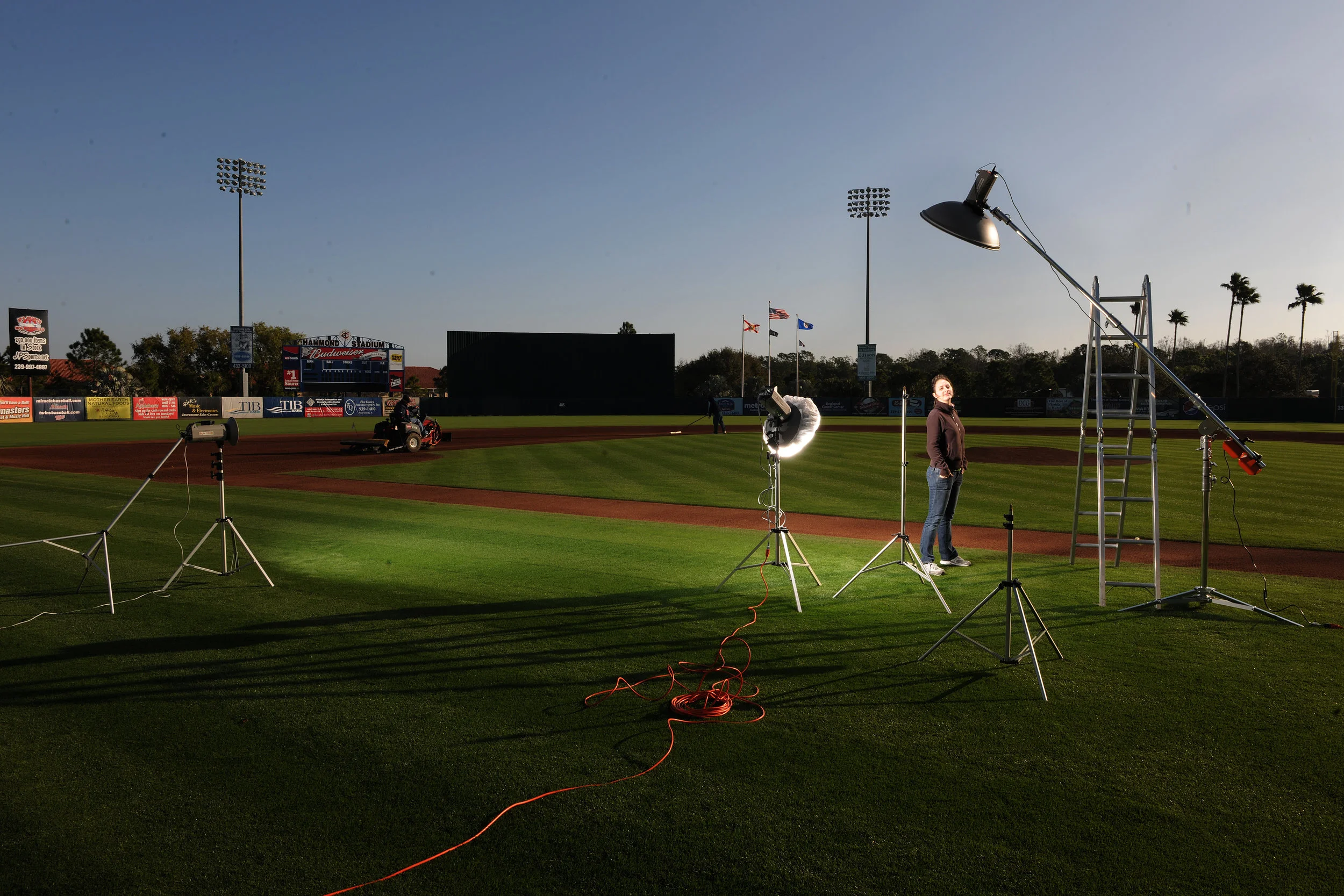 On set at some baseball field in Naples for some baseball player.