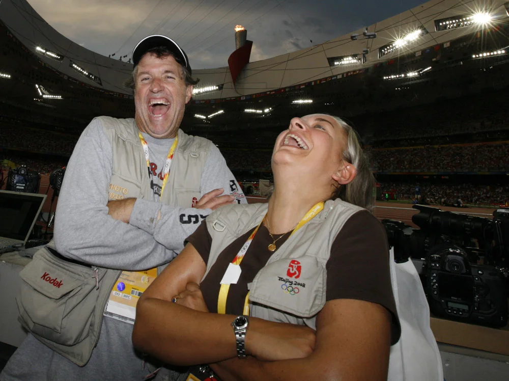 A picture I took of Anja and Bill at the Bird's Nest during the 2008 Olympic Games in Beijing.