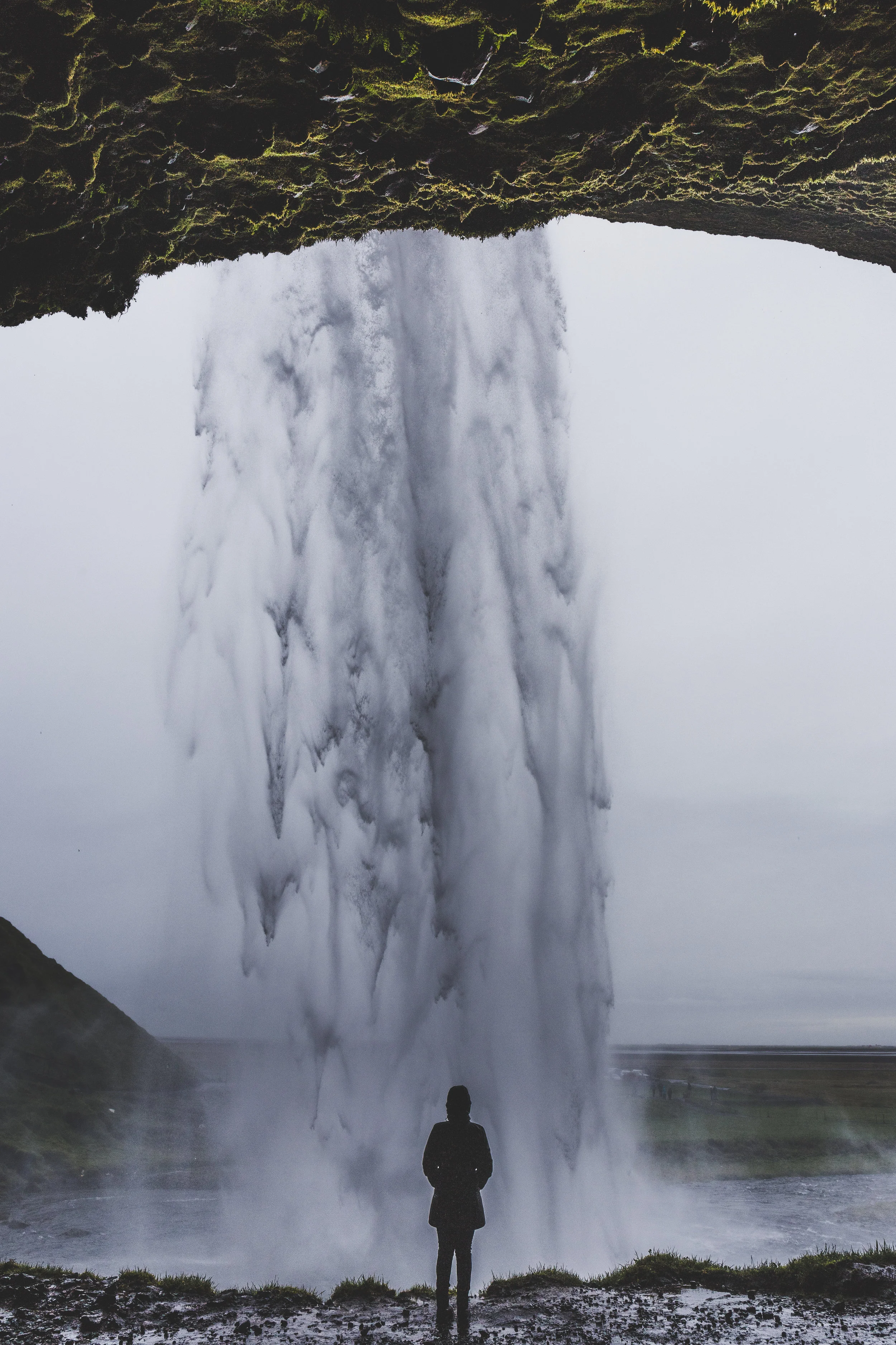 View from the path that runs behind the waterfall