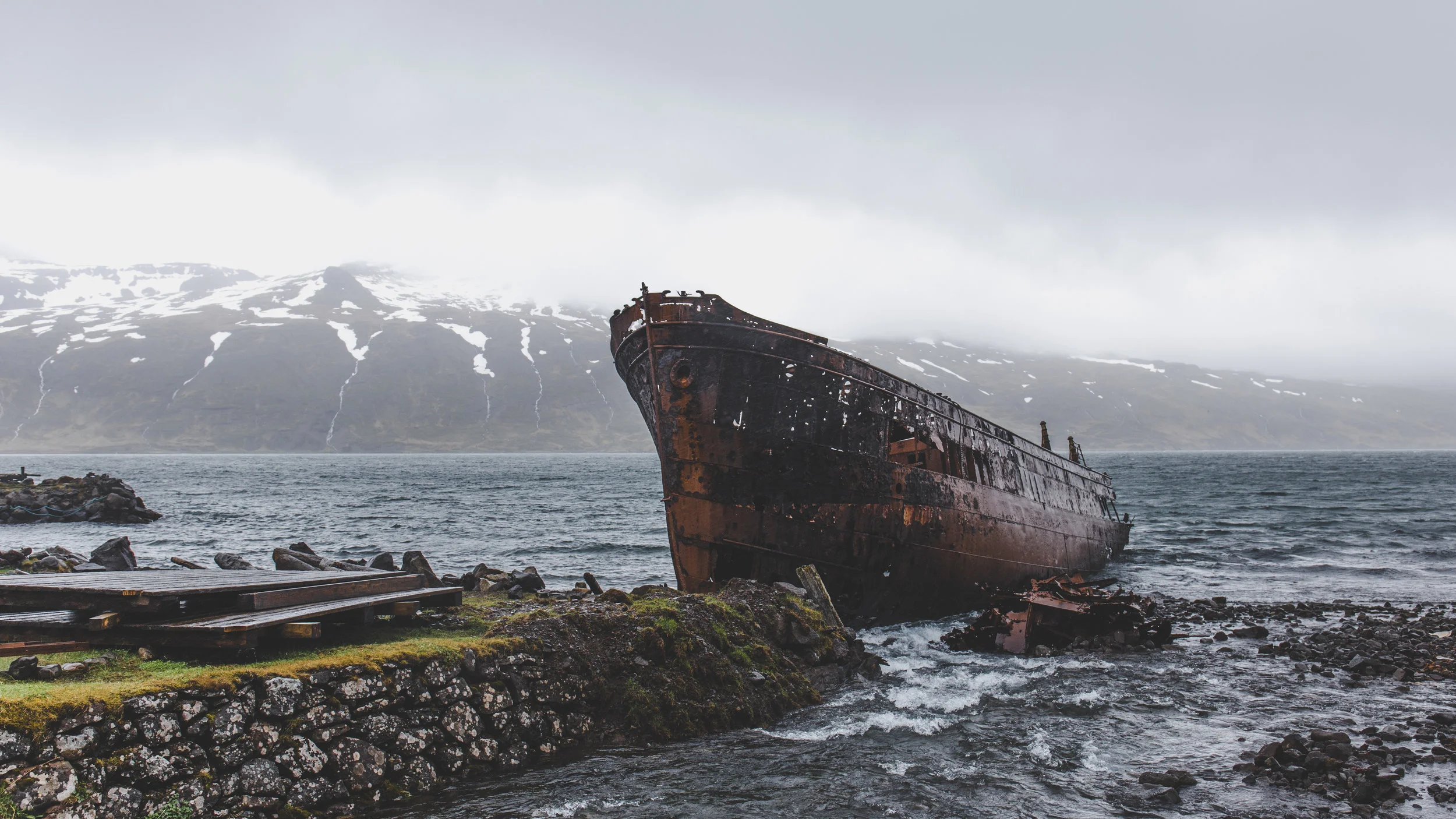 Deserted ship enroute Strandir Coast