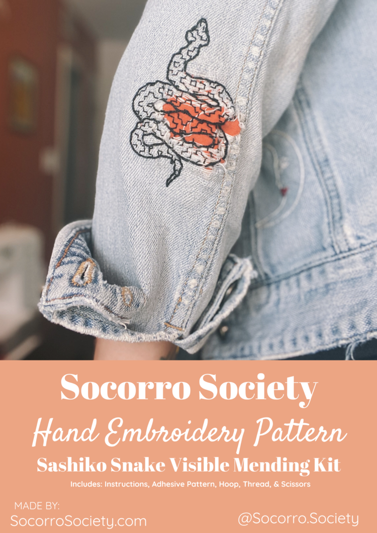 Stick 'n Stitch Sashiko Snake Visible Mending Pattern – Socorro Society