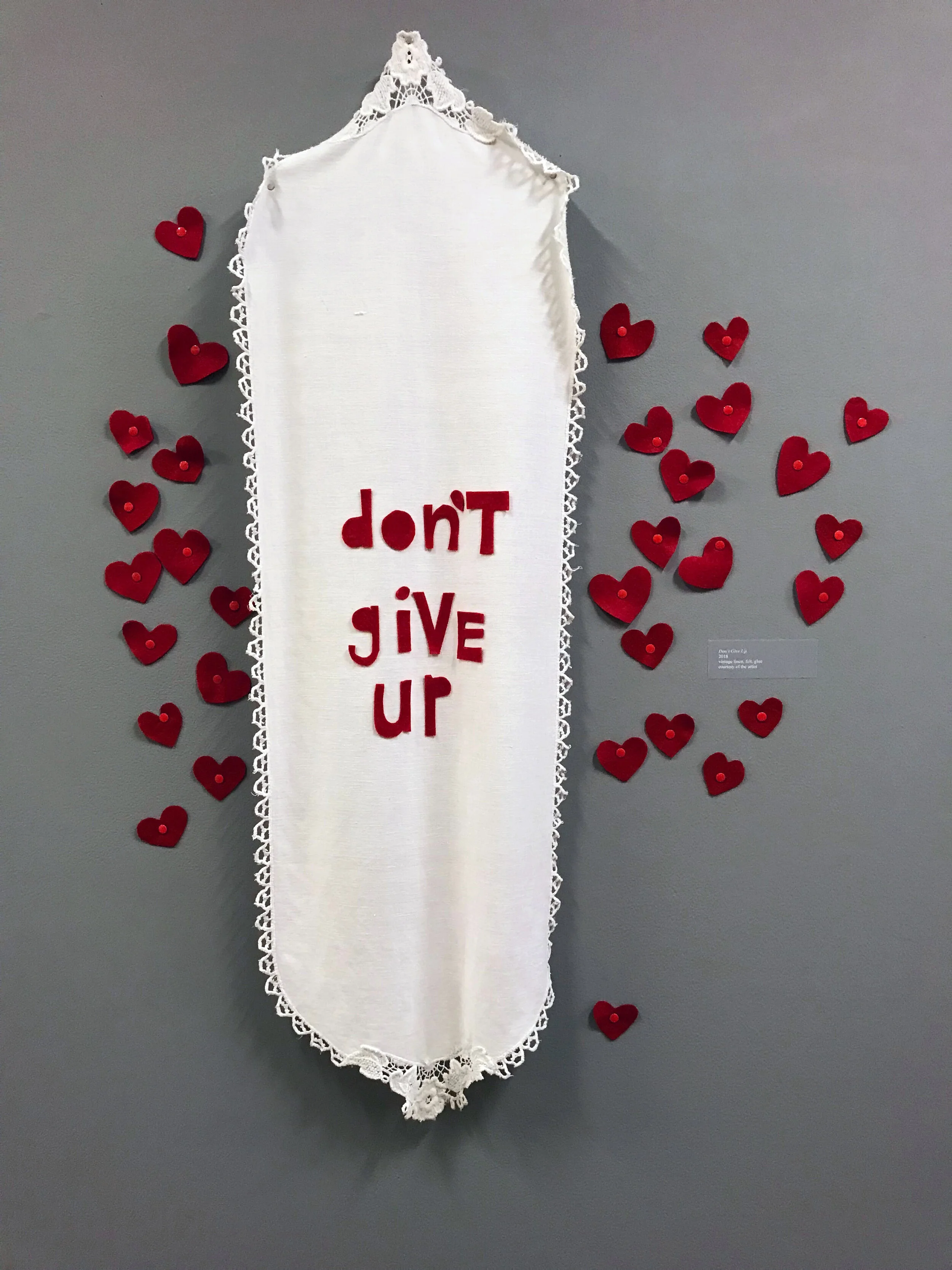  2018, vintage linens, glue and felt. 