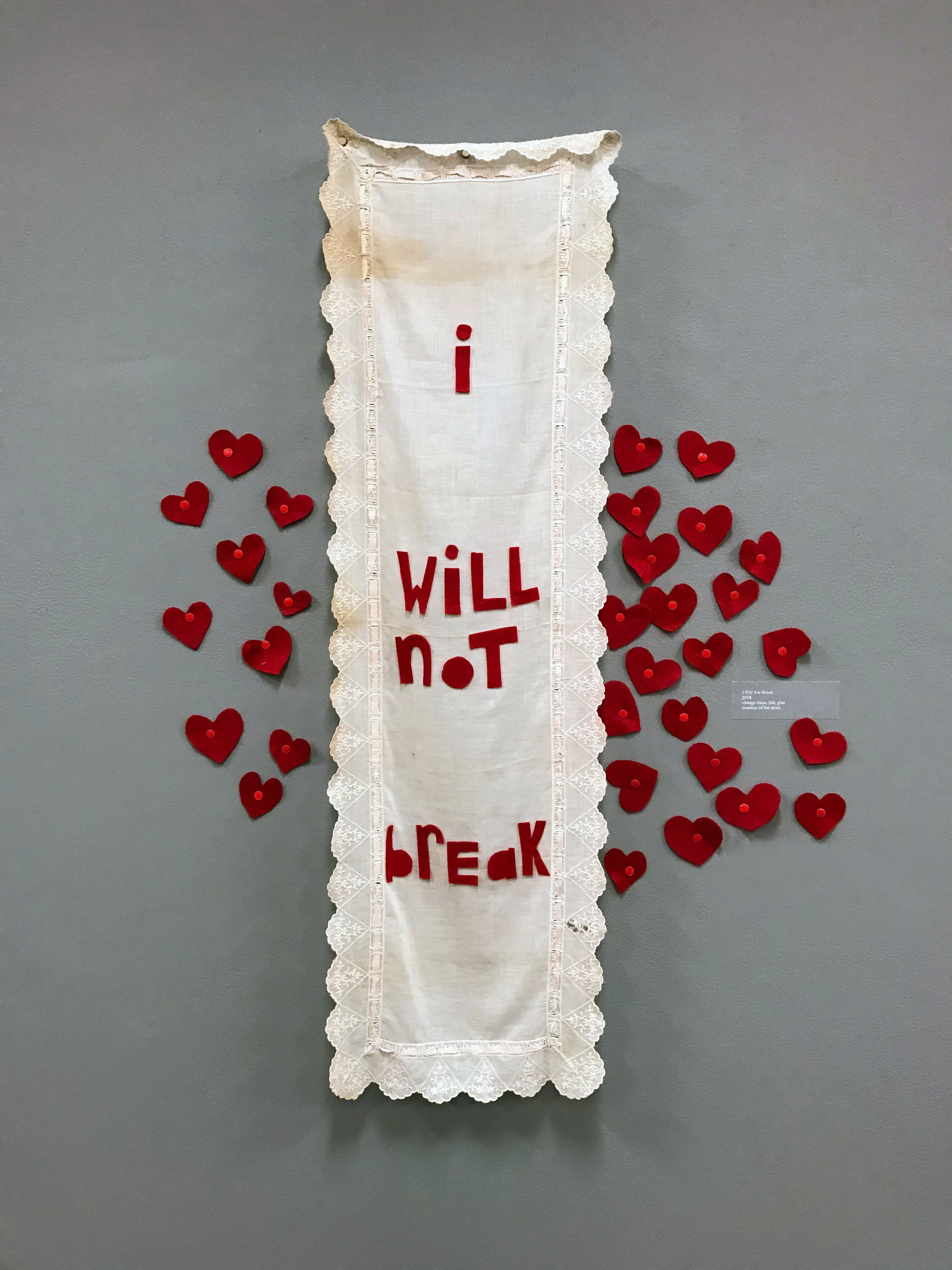  2018, vintage linens, glue and felt. 