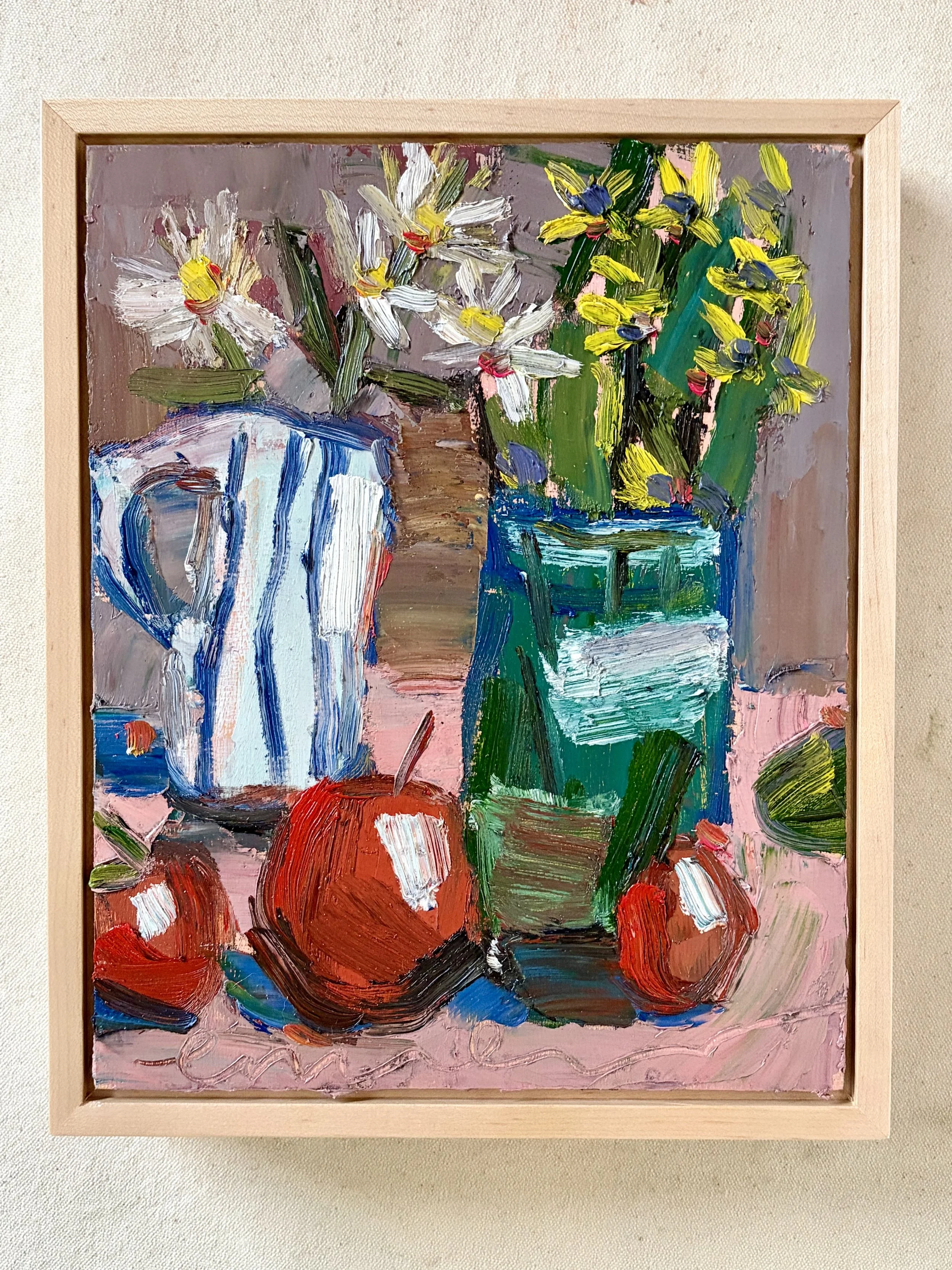 "Fruits and Flowers Study" Original Oil Painting, 8 x 10 inches