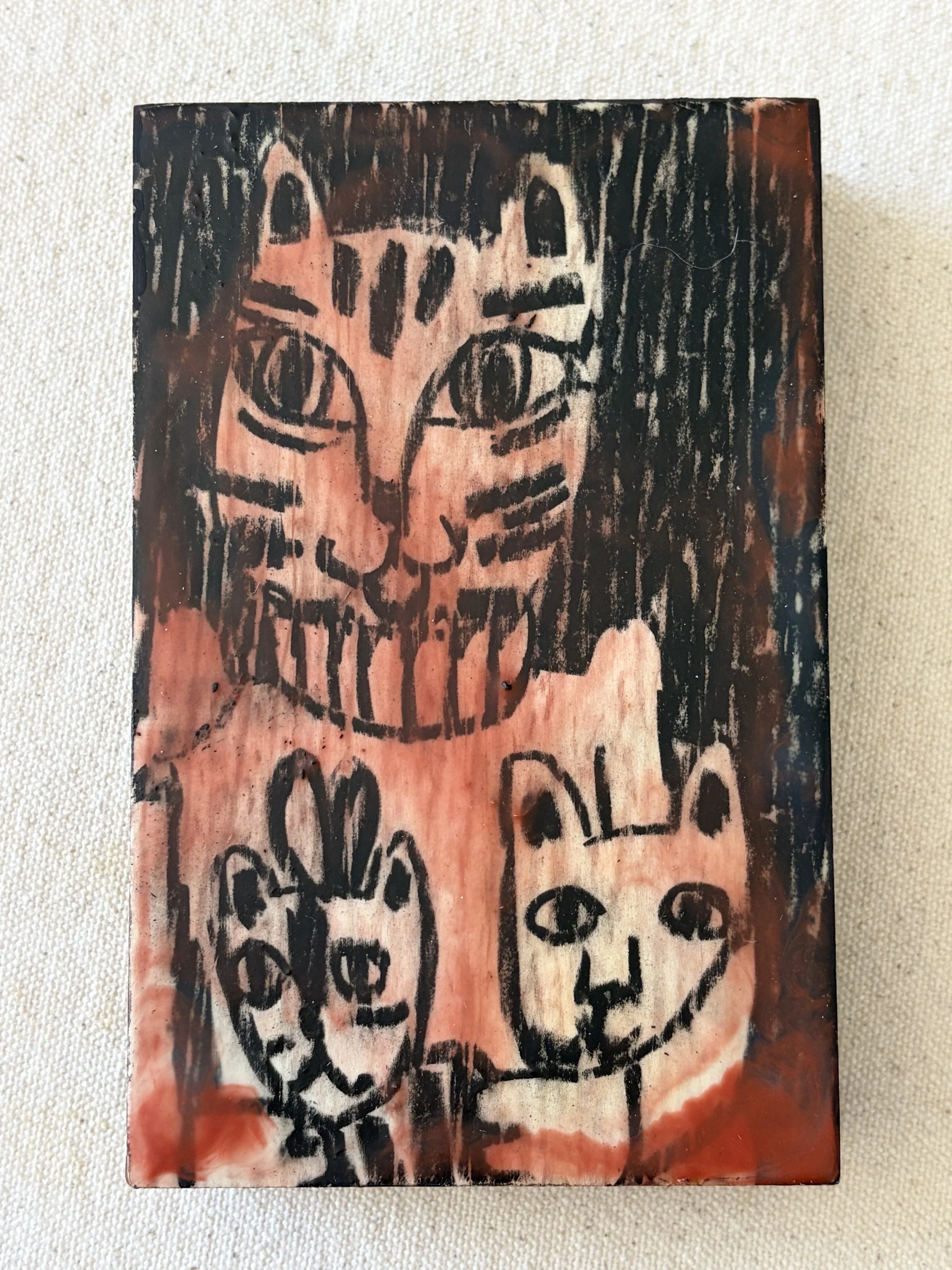 Cat Trio Woodblock