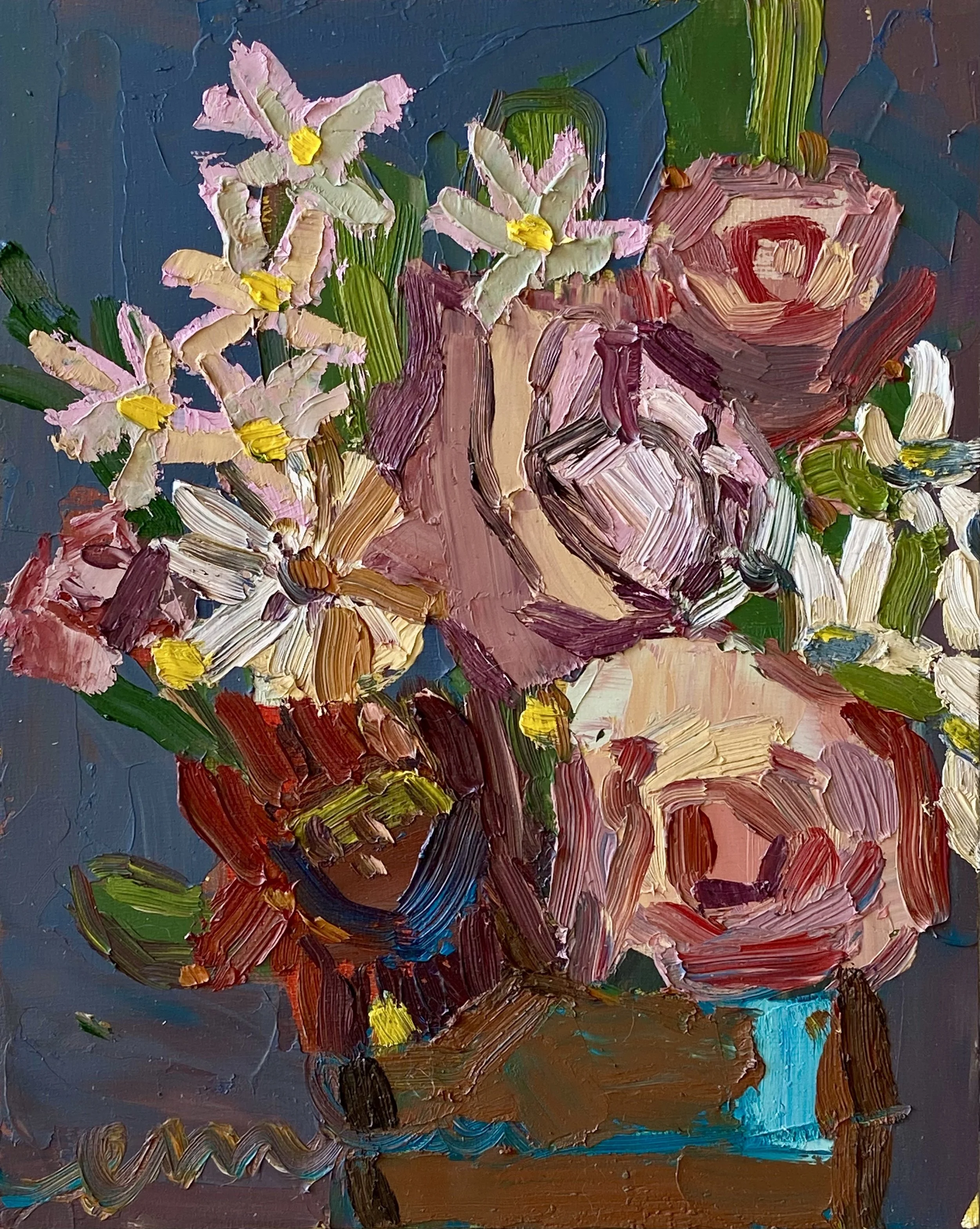 Option 6. Rose Renegades, 8x10 inches, oil on panel $200, + $20 shipping. Painting is unframed. 