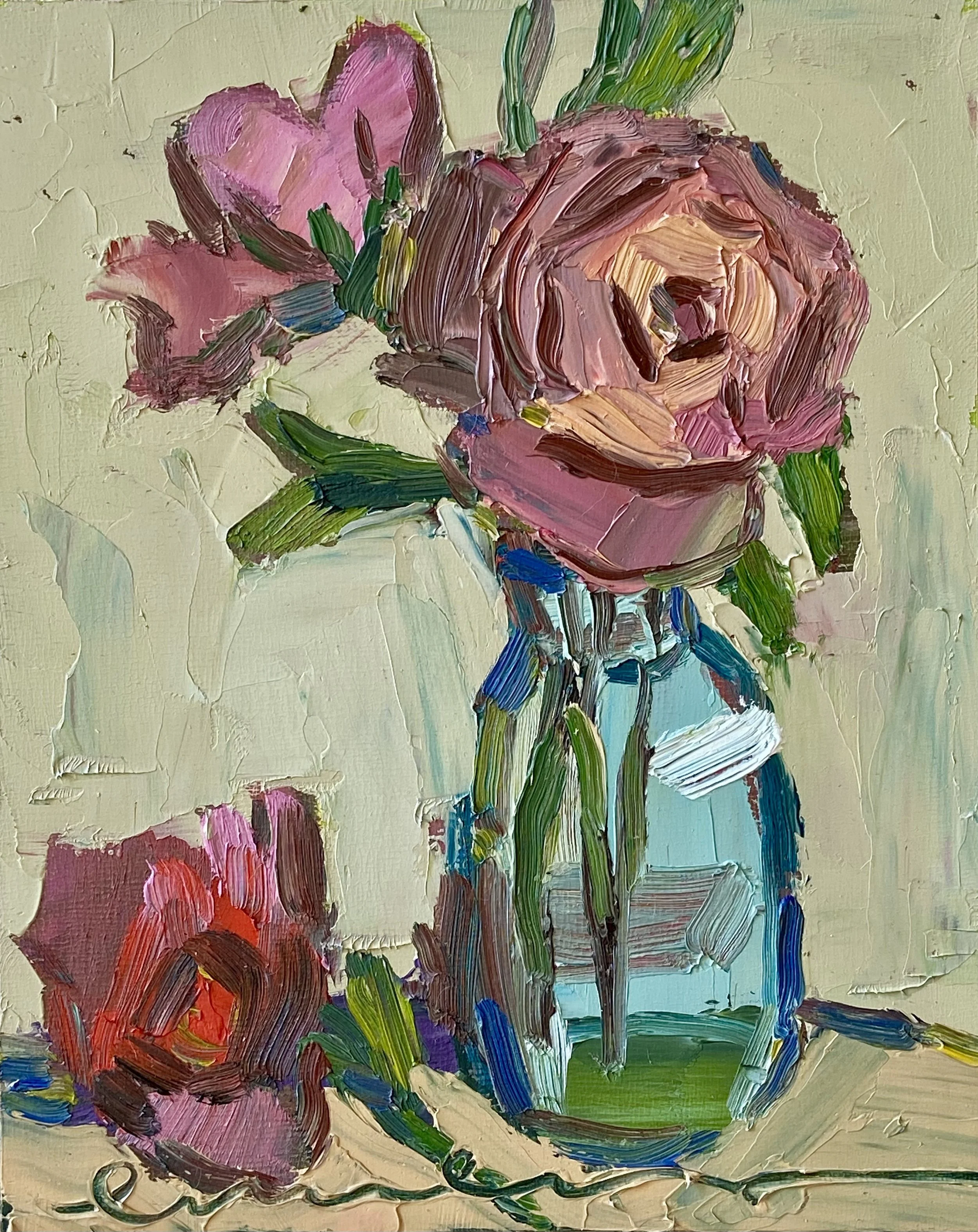 Option 1. Turquoise Glass, 8x10 inches, oil on panel $200, + $20 shipping. Painting is unframed. 
