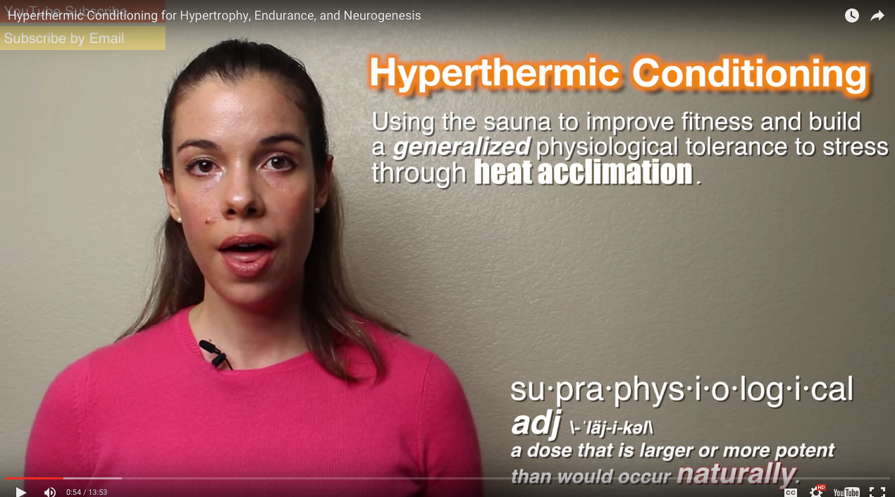 Did you know using a sauna can (in some areas) produce better results than exercise? I didn’t believe it either. What are we listening to this week? For 1, one of Dr Ivo’s new favs: Dr Rhonda Patrick This is an absolutely great, referenced short on some of the benefits of hyperthermic conditioning (ie sauna use). One of the most surprising effects was benefits which exceeded exercising! Here is one small excerpt: Being heat acclimated enhances endurance by the following mechanisms: It increases plasma volume and blood flow to the heart (stroke volume). This results in reduced cardiovascular strain and lowers the heart rate for the same given workload. These cardiovascular improvements have been shown to enhance endurance in highly trained as well as untrained athletes. It increases blood flow to the skeletal muscles, keeping them fueled with glucose, esterified fatty acids, and oxygen. The increased delivery of nutrients to muscles reduces their dependence on glycogen stores. Endurance athletes often hit a “wall” when they have depleted their muscle glycogen stores. Hyperthermic conditioning has been shown to reduce muscle glycogen use by 40%-50% compared to before heat acclimation. This is presumably due to the increased blood flow to the muscles. In addition, lactate accumulation in blood and muscle during exercise is reduced after heat acclimation. It improves thermoregulatory control, which operates by activating the sympathetic nervous system and increasing the blood flow to the skin and, thus the sweat rate. This dissipates some of the core body heat. After acclimation, sweating occurs at a lower core temperature and the sweat rate is maintained for a longer period. waaaayyyyy more in her video. Check it out here . I had to listen to it several times to catch all the details.