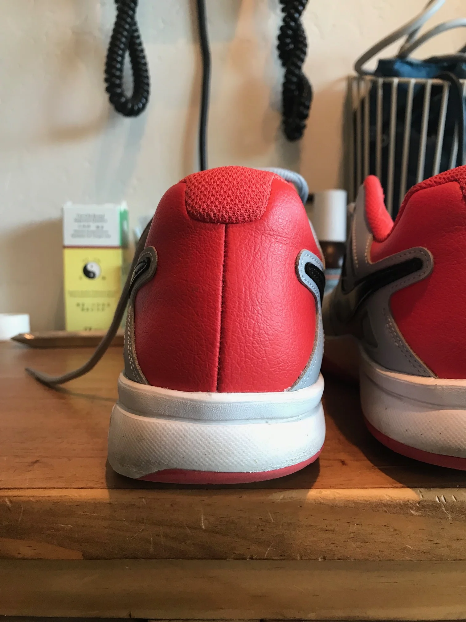 notice how the heel counter of the shoe is canted medially on the outsole of the shoe, creating a varus cant