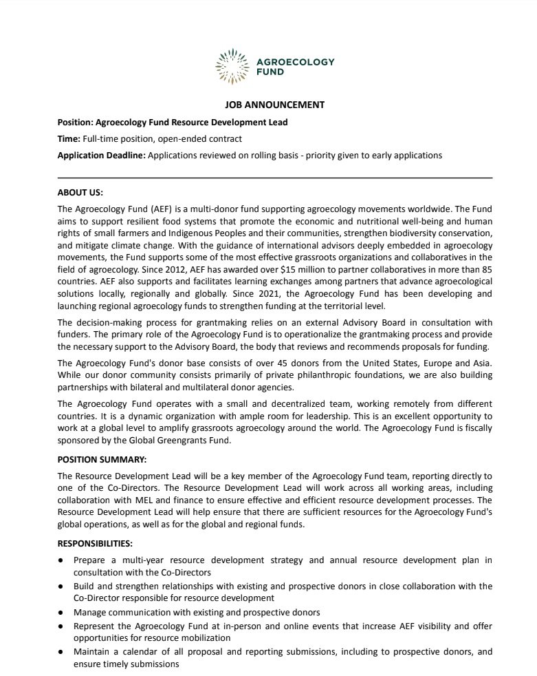 Job Announcement - Resource Development Lead