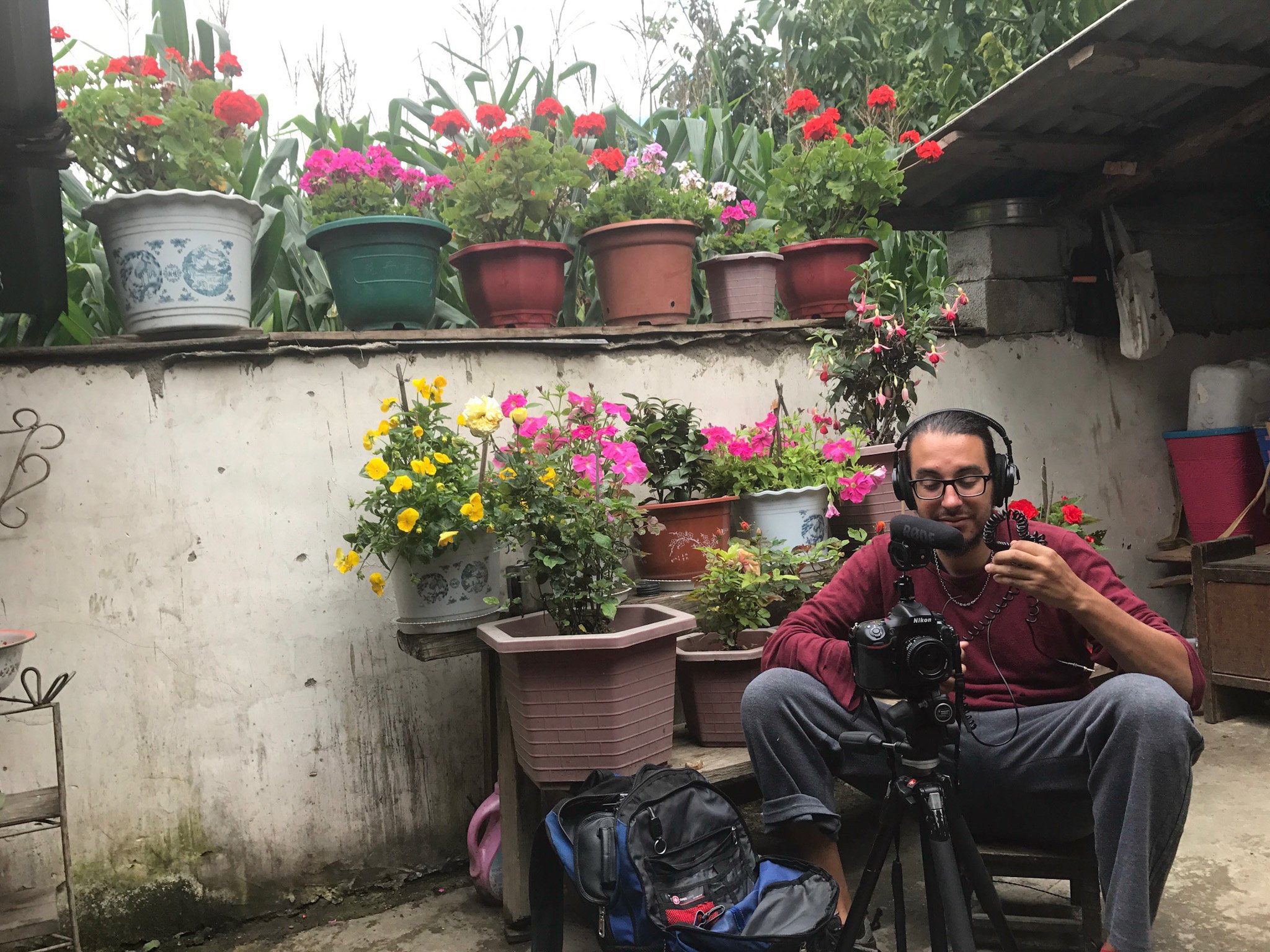Interview setup in Diqing village, Yunan, China. 