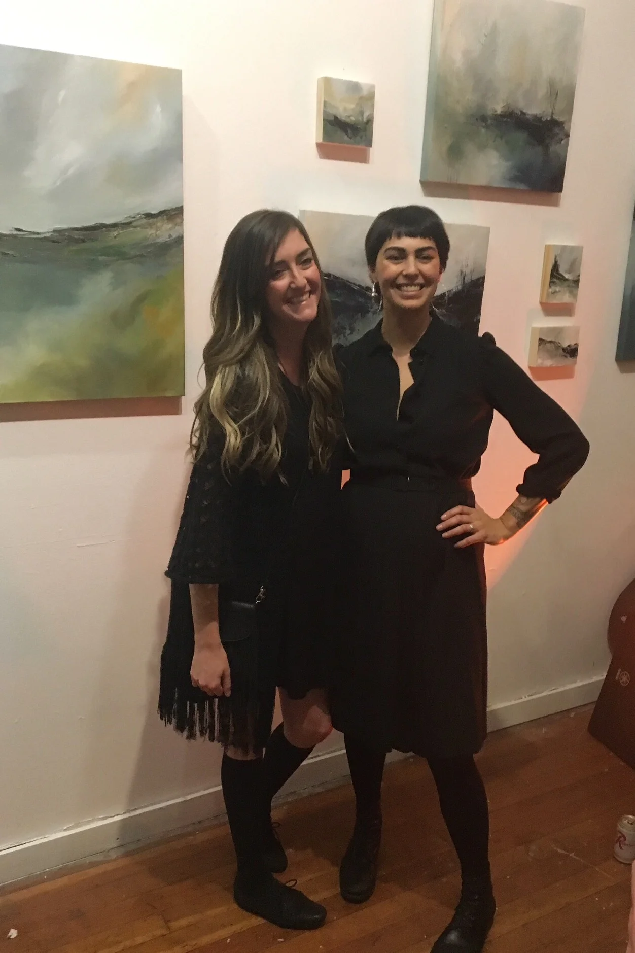 Painter MONIKA KRALICEK and I with her stunning work, for a post-opening photo shoot. 