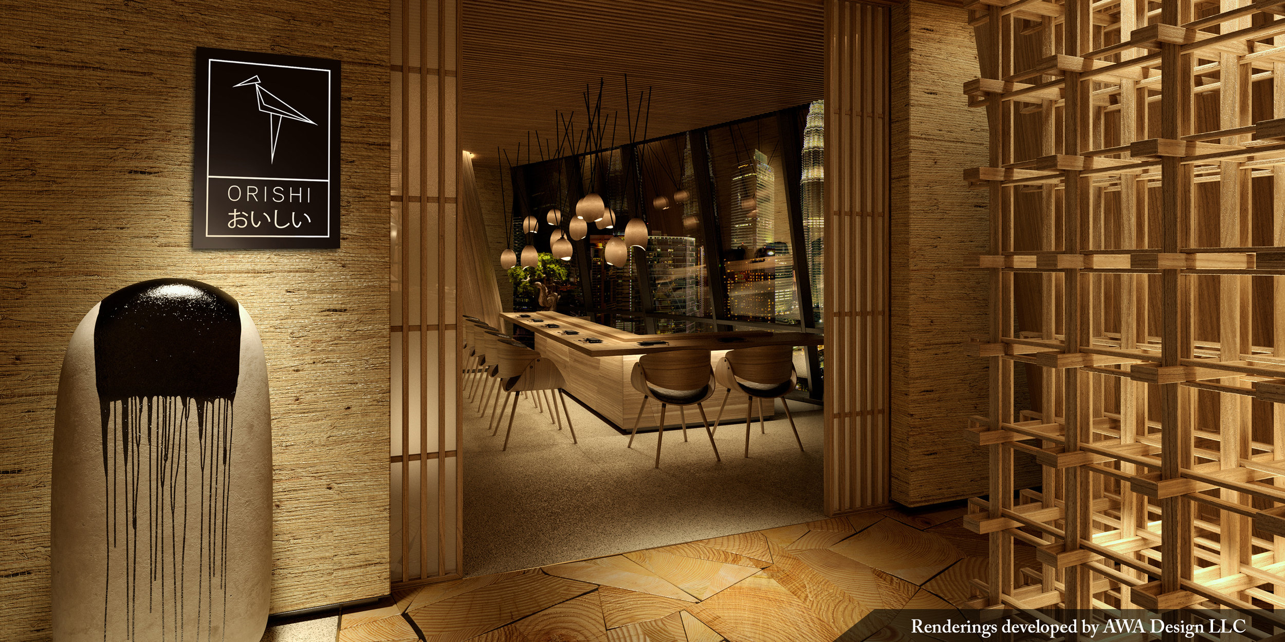 By using solid black — a colour that carries strong symbolism in Japan — alongside a limited, primarily monochromatic colour palette, we created a system that shines as a bold, modern take on Japanese dining.